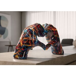 Скульптура Mauro Ferretti LOVER PSYCO — сердце из рук, полирезин, мультиколор