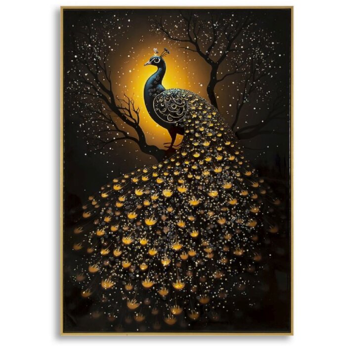 Мауро Ферретти. Картина на стену «Павлин» — холст с рамой 70x100 см