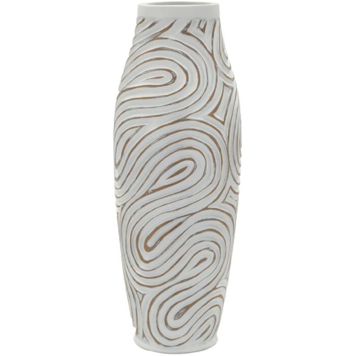 Ваза Mauro Ferretti "Oblix" Ø18,5x50 см, белая с эффектом калки