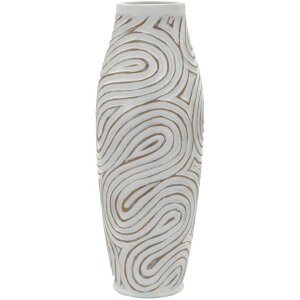 Ваза Mauro Ferretti "Oblix" Ø18,5x50 см, белая с эффектом калки