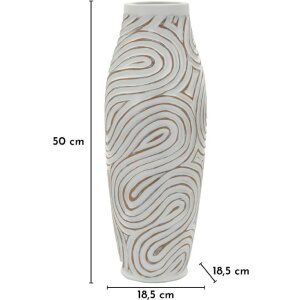 Ваза Mauro Ferretti "Oblix" Ø18,5x50 см, белая с эффектом калки