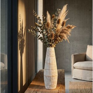 Ваза Mauro Ferretti "Ханой" белая с матовой глазировкой, Ø17x47 см