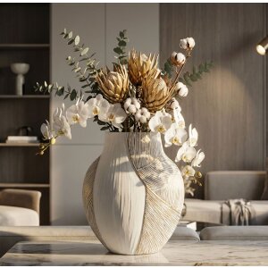 Ваза Mauro Ferretti "Хо Чин Минг" белая глянцевая, 35x13,5x37,5 см