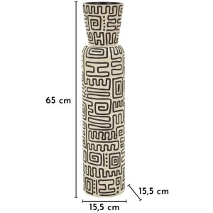 Ваза Mauro Ferretti "Найроби" белая с черными узорами, Ø15,5x65 см