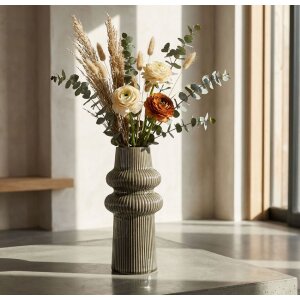 Ваза Mauro Ferretti HARMONY, керамика, зеленая, Ø13x25 см