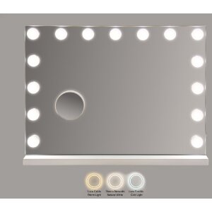 Зеркальный столик Mauro Ferretti HOLLYWOOD LED 55x14x43 см, белый