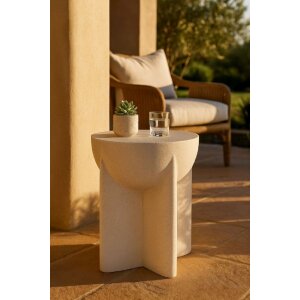 Столик боковой History, Ø33,5x48,5 см, кремовый, МГО