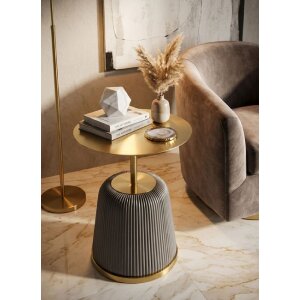 Столик для кресла Mauro Ferretti Egle серый/золотой Ø40x55 см