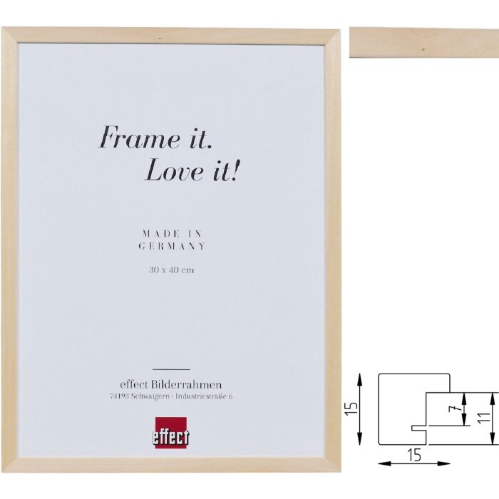 Фоторамка Effect из лindenового дерева, профиль 1,5 см, натуральный