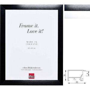 Фоторамка Effect A1, пожаробезопасная, алюминиевая, профиль S3, 30 мм, черная/серебристая