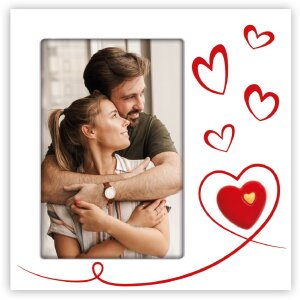 Фоторамка ZEP Roberta 10×15 см, белая с сердечками и подставкой