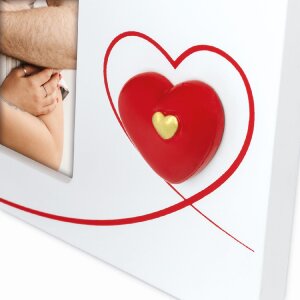 Фоторамка ZEP Roberta 10×15 см, белая с сердечками и подставкой