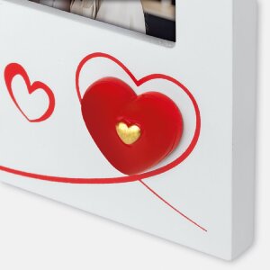 Фоторамка ZEP Roberta 10×15 см, белая деревянная с сердечками и подставкой