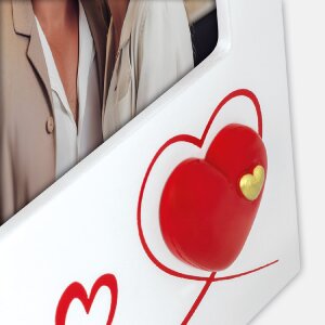 Фоторамка ZEP Roberta 10×15 см, белая деревянная с сердечками и подставкой