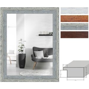 Винтажное зеркало на стену MendeFrames H610 из массивного дерева — белый, серый, коричневый, орех