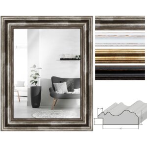 MendeFrames H550 Antik Wandspiegel Massivholz in Silber Gold Schwarz Weiß