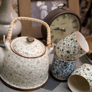 Кружка 6CEMU0001 от Clayre & Eef бело-зеленая