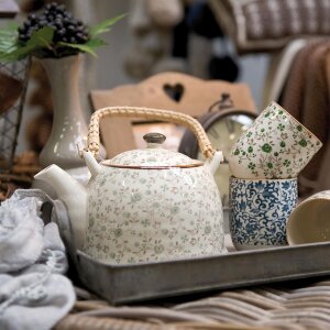 Кружка 6CEMU0001 от Clayre & Eef бело-зеленая