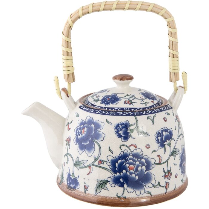 Заварочный чайник Ø 14x14 см керамические цветы синий