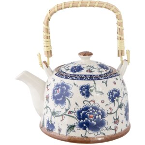 Заварочный чайник Ø 14x14 см керамические цветы синий