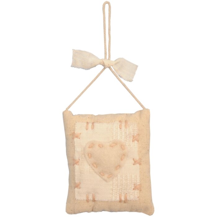 Clayre & Eef Dekohänger Sack mit Herz 10 cm creme