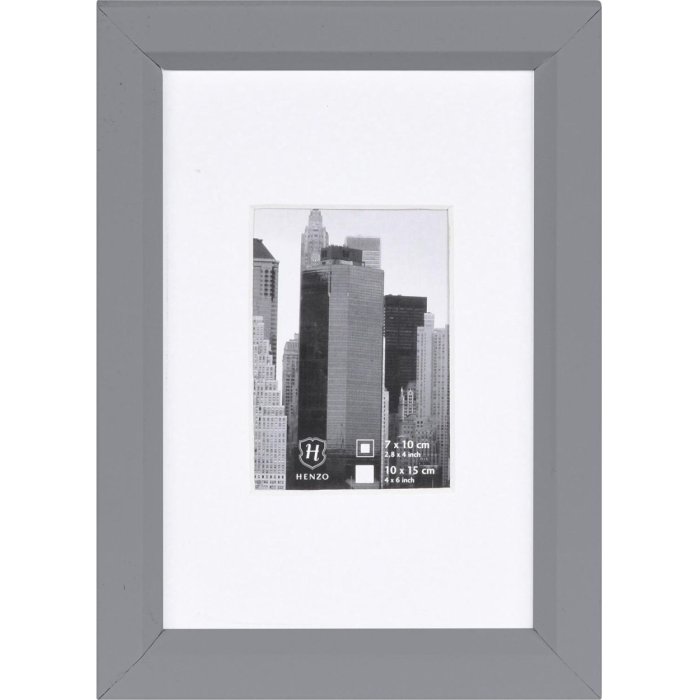 Henzo Kunststoff-Rahmen 10x15 cm METALLICA silber mit Passepartout und Klarglas