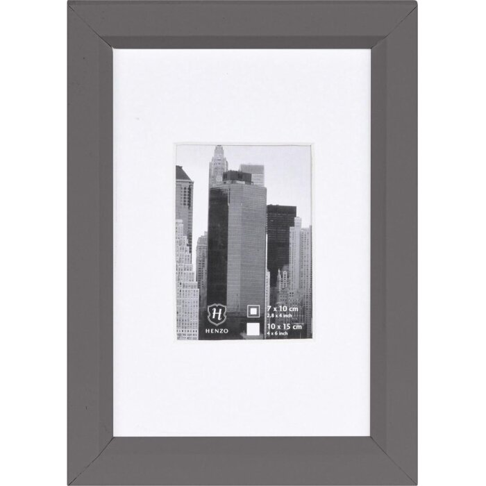Henzo Kunststoffrahmen Metallica dunkelgrau 10x15 cm mit Passepartout 5x7 cm