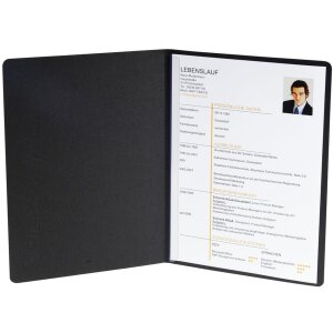 Exacompta Bewerbungsmappe 2-teilig Manila-Leinen Schwarz DIN A4 30 Blatt