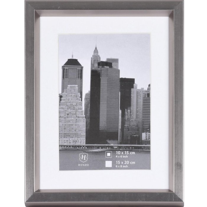 Henzo Kunststoffrahmen Metallica dunkelgrau 15x20 cm mit Passepartout 10x15 cm
