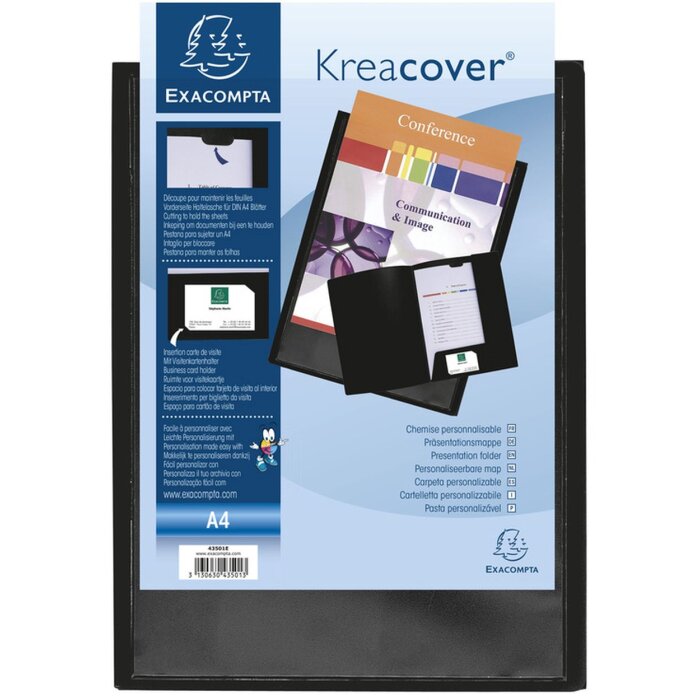 Exacompta 43501E Präsentationsmappe PP Krea Cover DIN A4 Schwarz