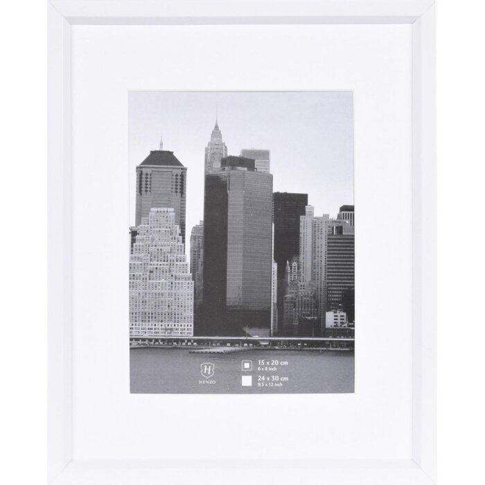 Henzo Rahmen Kunststoff METALLICA 24x30 cm Weiß mit Passepartout 15x20 cm