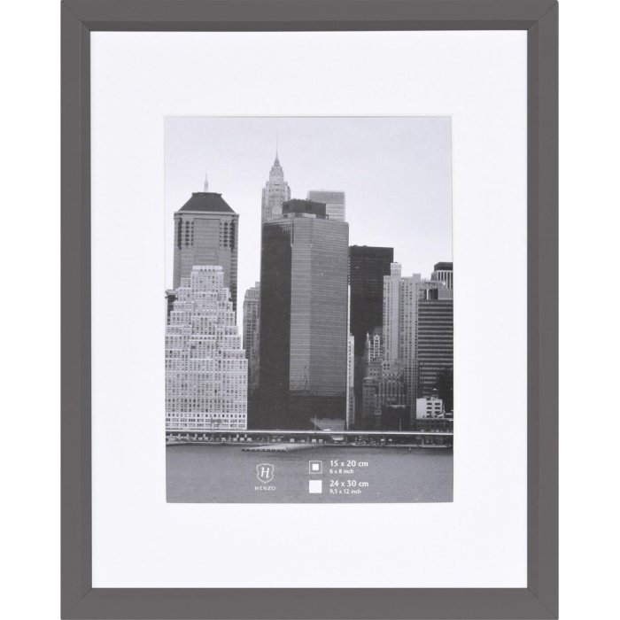 Henzo Kunststoffrahmen METALLICA 24x30 cm dunkelgrau mit Passepartout 15x20 cm