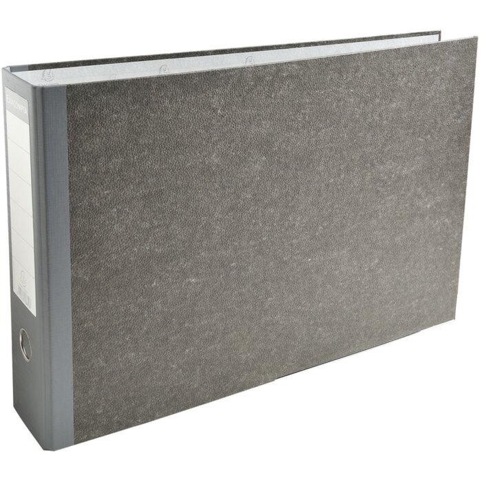 Ordner Standard wolkenmarmoriert, mit 2 Ringen, 80mm Rücken, für Format DIN A3 quer Grau