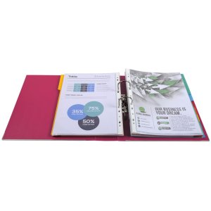 Ordner PREMTOUCH aus PP mit 2 Ringen, Rücken 80mm, DIN A4 Überbreite Himbeerfarben