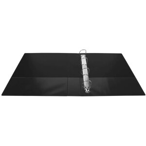 Ringbuch aus festem PP 2,8mm mit 4 Ringen 40mm in D-Form 67mm Rücken, 3 Außen- und 2 Innenhüllen, Krea Cover, DIN A4 Überbreite Schwarz