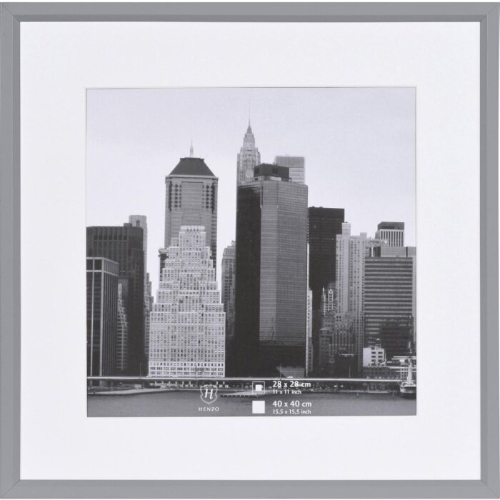 Henzo METALLICA Bilderrahmen 40x40 cm Silber Kunststoffrahmen mit Klarglas