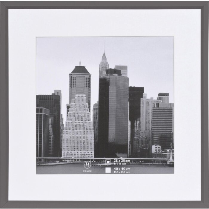 Henzo Kunststoffrahmen Metallica 40x40 cm dunkelgrau mit Passepartout 28x28 cm