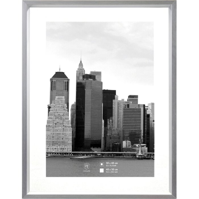 Henzo Bilderrahmen METALLICA 40x50 cm silber mit Passepartout 30x40 cm
