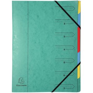 Exacompta 54070E Ordnungsmappe Manila Karton 400g 7 Fächer Gummizug DIN A4