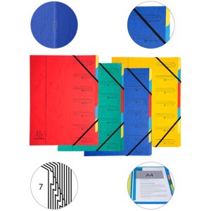 Exacompta 54070E Ordnungsmappe Manila Karton 400g 7 Fächer Gummizug DIN A4