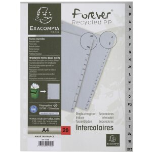 Exacompta 1720E Register DIN A4 mit 20 Taben, weiß, groß