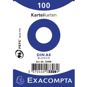 Exacompta Karteikarten DIN A8 blanco 100 Stück...
