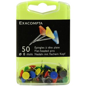 Exacompta 14872E Flachkopfnadeln 8 mm bunt sortiert...