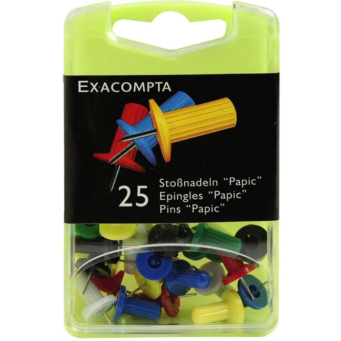 Exacompta 14920E Pinnwandnadeln Blisterbox 25 Stück bunt sortiert 7 mm