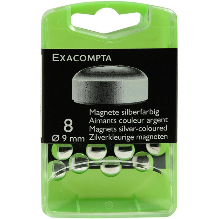Коробка из 8 магнитов, Ø9 мм, серебристый