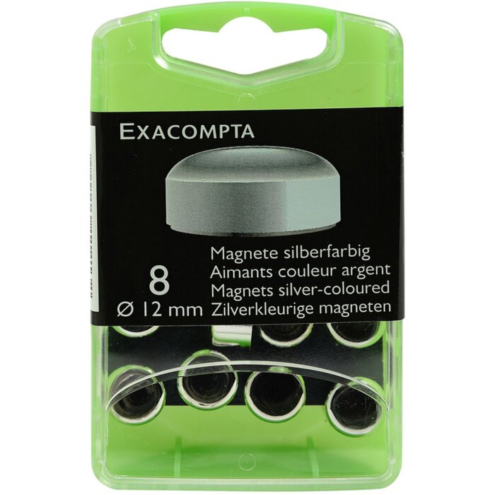 Schachtel mit 8 Stück Magnete, Ø12mm Silber