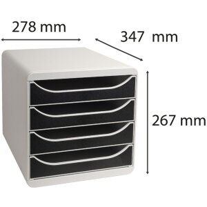 Exacompta Big-Box Classic lichtgrau-schwarz Schubladenbox 34,7x27,8x26,7 cm