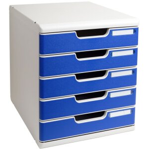 Exacompta Modulo A4 Ladenbox mit 5 Laden lichtgrau blau