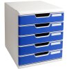 Exacompta Modulo A4 Ladenbox mit 5 Laden lichtgrau blau