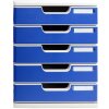 Exacompta Modulo A4 Ladenbox mit 5 Laden lichtgrau blau